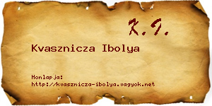 Kvasznicza Ibolya névjegykártya